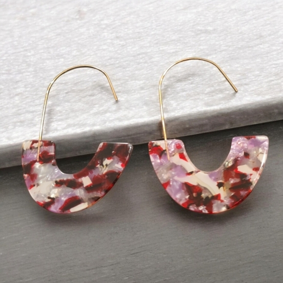 Colorful Acrylic Drop Dangle Earrings - Picture 2 of 2